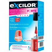 Excilor forte + esmalte cosmetico 1 frasco 30 ml color rojo + 1 envase 8 ml color rojo