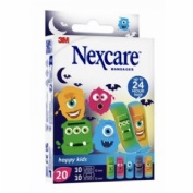 3m nexcare active happy kids aposito adhesivo monsters 10 unidades 25 mm x 72 mm + 10 unidades 19 mm