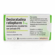 DESLORATADINA RATIOPHARM 5 MG COMPRIMIDOS RECUBIERTOS CON PELICULA EFG, 20 comprimidos