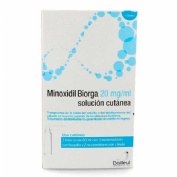 MINOXIDIL BIORGA 20 MG/ML SOLUCION CUTANEA , 3 frascos de 60 ml y 3 accionadores con boquilla y 2 ac