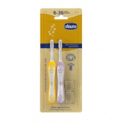 Cepillo dental infantil chicco 6 - 36 meses 2 unidades color rosa-mostaza