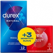 Durex Duplo Preservativos Natural Plus (12 ud) + Sensitivo Suave (3 ud)