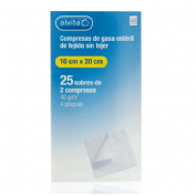 Alvita compresas gasa esteril tejido sin tejer  25 sobres 2 unidades 20 cm x 10 cm