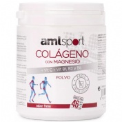 AmlSport Colágeno y Magnesio+ VIT.C + VIT.B1, B2 y B6 en polvo Sabor Fresa (350 g)
