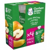 Gerber organic pera manzana platano (4 pouch 90 g)