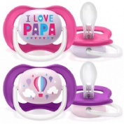 Avent Chupete Decorado con textos I love papa / Kiss me  6-18 m Rosa (2 ud)