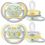 Chupete silicona philips avent ultra air nocturno + 18 meses 2 unidades neutral