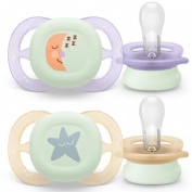 Chupete silicona philips avent ultra start nocturno 0-2 meses 2 unidades niña