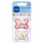 MAM Original Night Chupete Silicona Simétrica 0+ meses Rosa (2 ud)