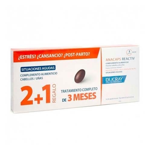 Ducray Anacaps Reactiv Cabello y uñas (3 envases x 30 cápsulas)