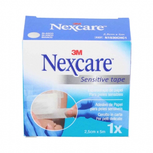 Esparadrapo hipoalergico - 3m nexcare sensitive tape (1 unidad 5 m x 2,5 cm color blanco)