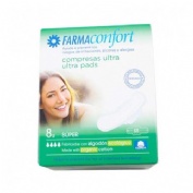 Compresas ultrafinas 100% algodon - farmaconfort (super 8 unidades)